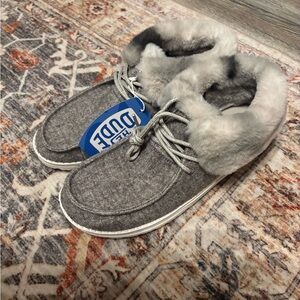 Hey Dude Gray Fuzzy Slippers